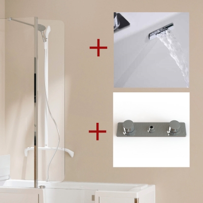 Option: Haltgriff-Brausestange + Thermostatarmatur + Schwalleinlauf für die Badewanne Kistyle