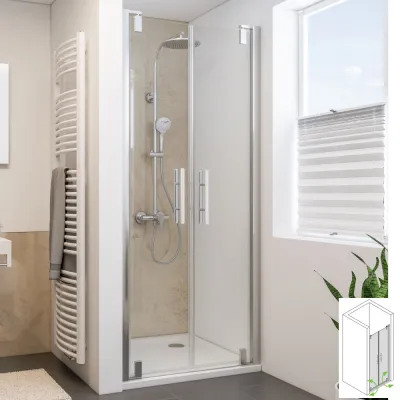 Pendeltüren für Nische mit ESG-Glas: 8 mm, alu chromeffekt